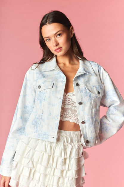 Blue Blooms Toile Denim Jacket