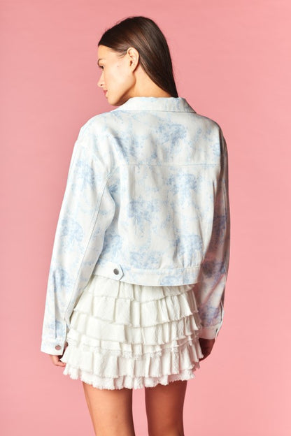 Blue Blooms Toile Denim Jacket