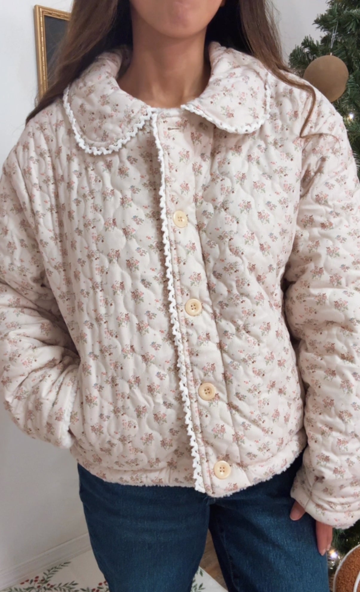 Winter Bloom Quilted Sherpa Jacket