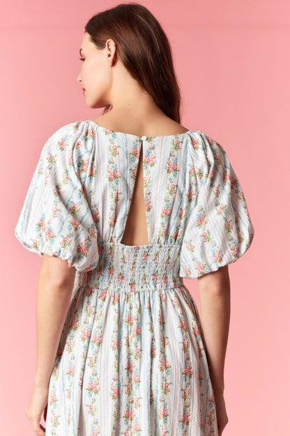 Floral Stripe Midi Dress