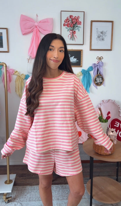 Pink Velvet Stripe Set