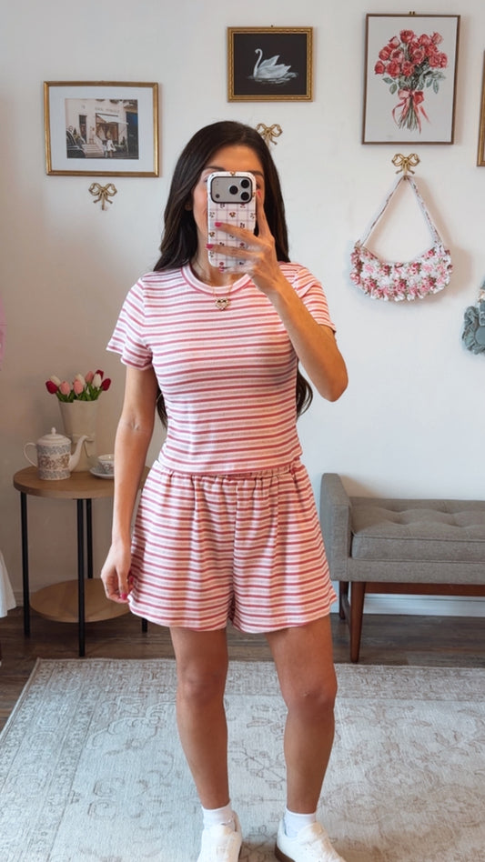 Strawberry Taffy Stripe Set - Pink/ Hot Pink