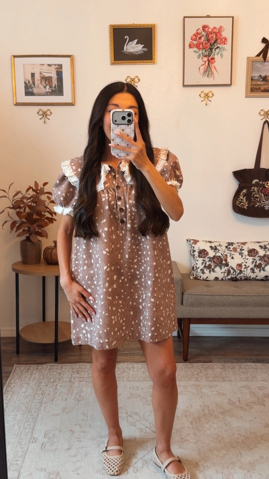 Fawn & Lace Mini Dress
