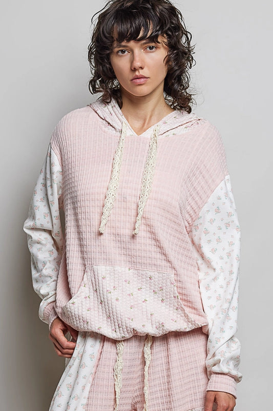 Pink/White Floral Hoodie