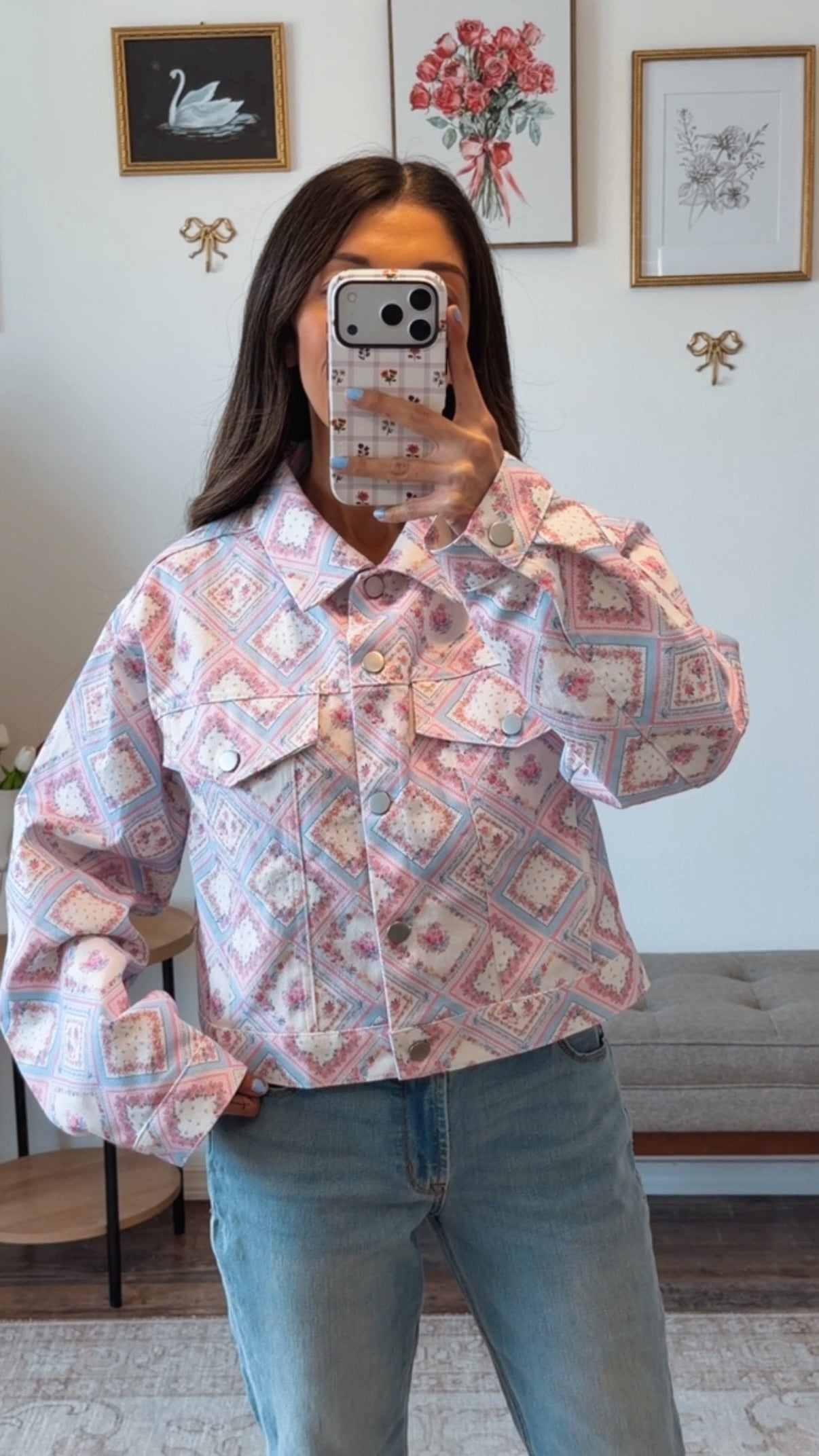 Floral Patchwork Denim Jacket