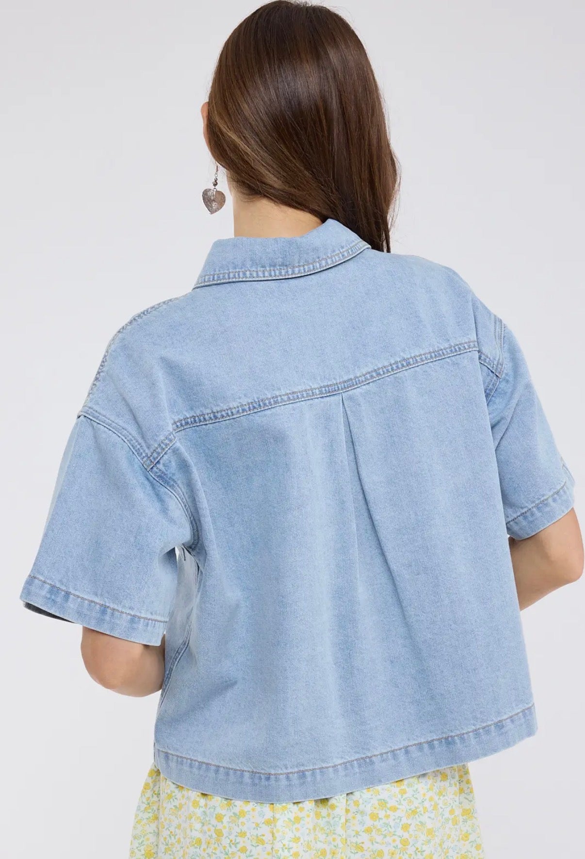 Chessy Denim Button Top