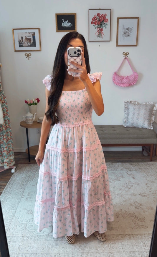 Cotton Candy Blooms Maxi Dress - Pink/Blue