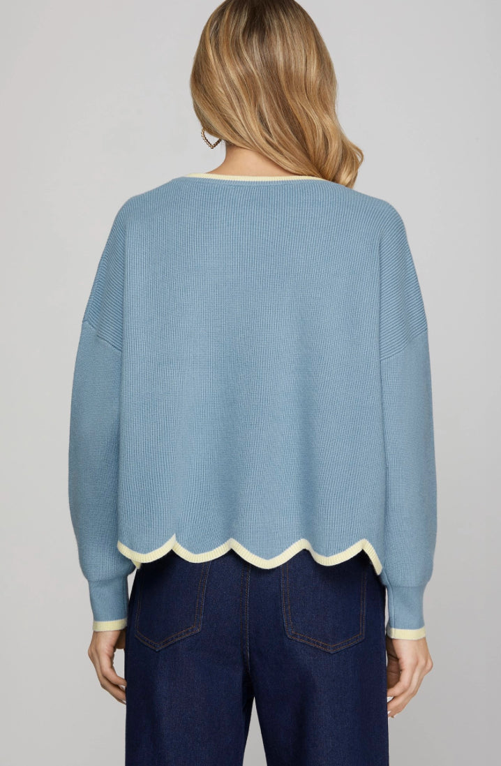 Blue Ribbed sweater