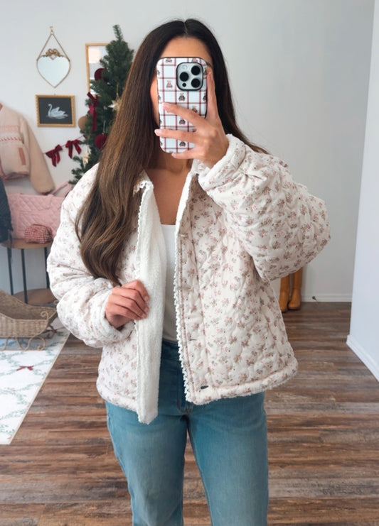 Winter Bloom Quilted Sherpa Jacket