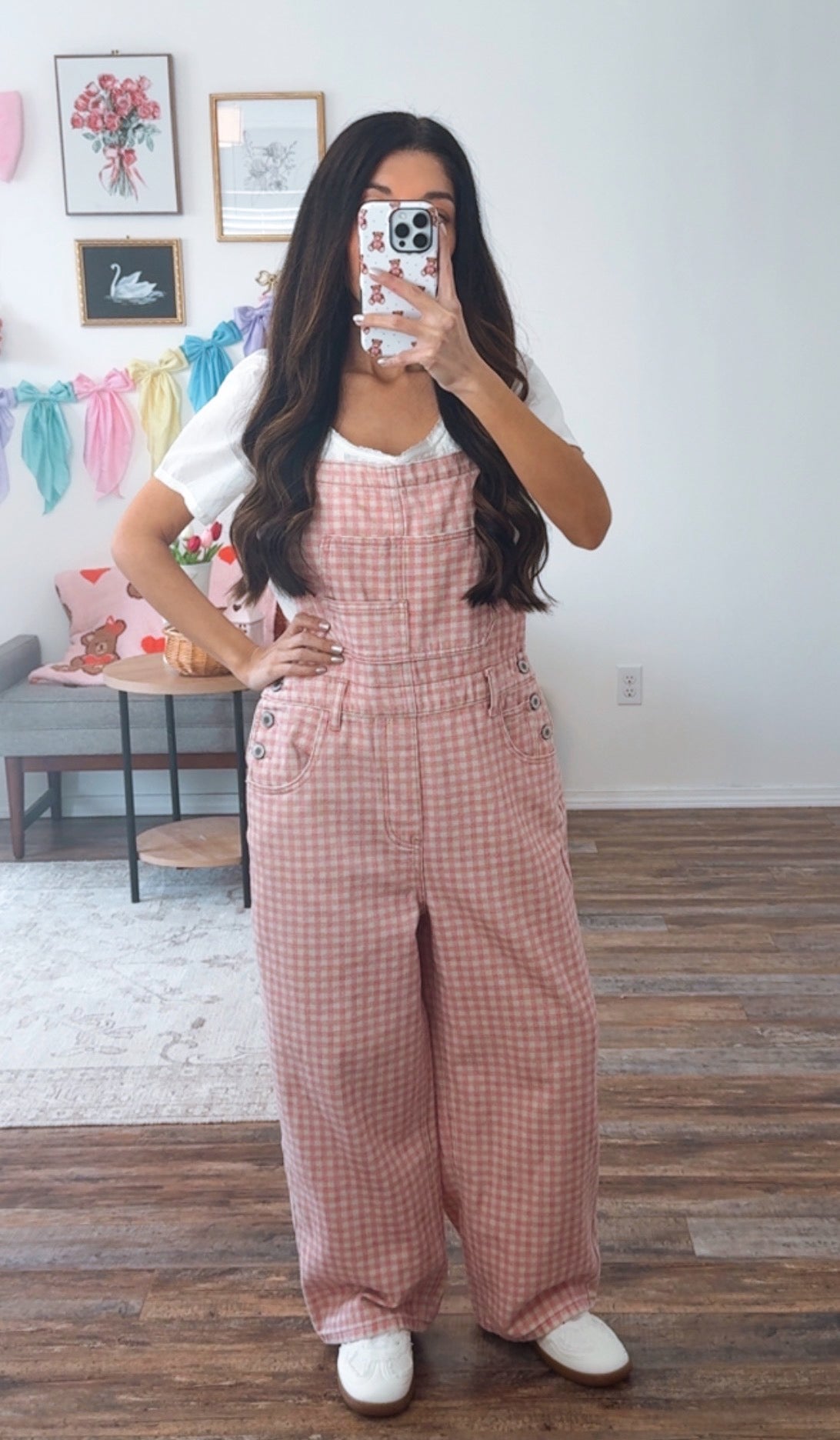 Pink Porch Gingham Overalls