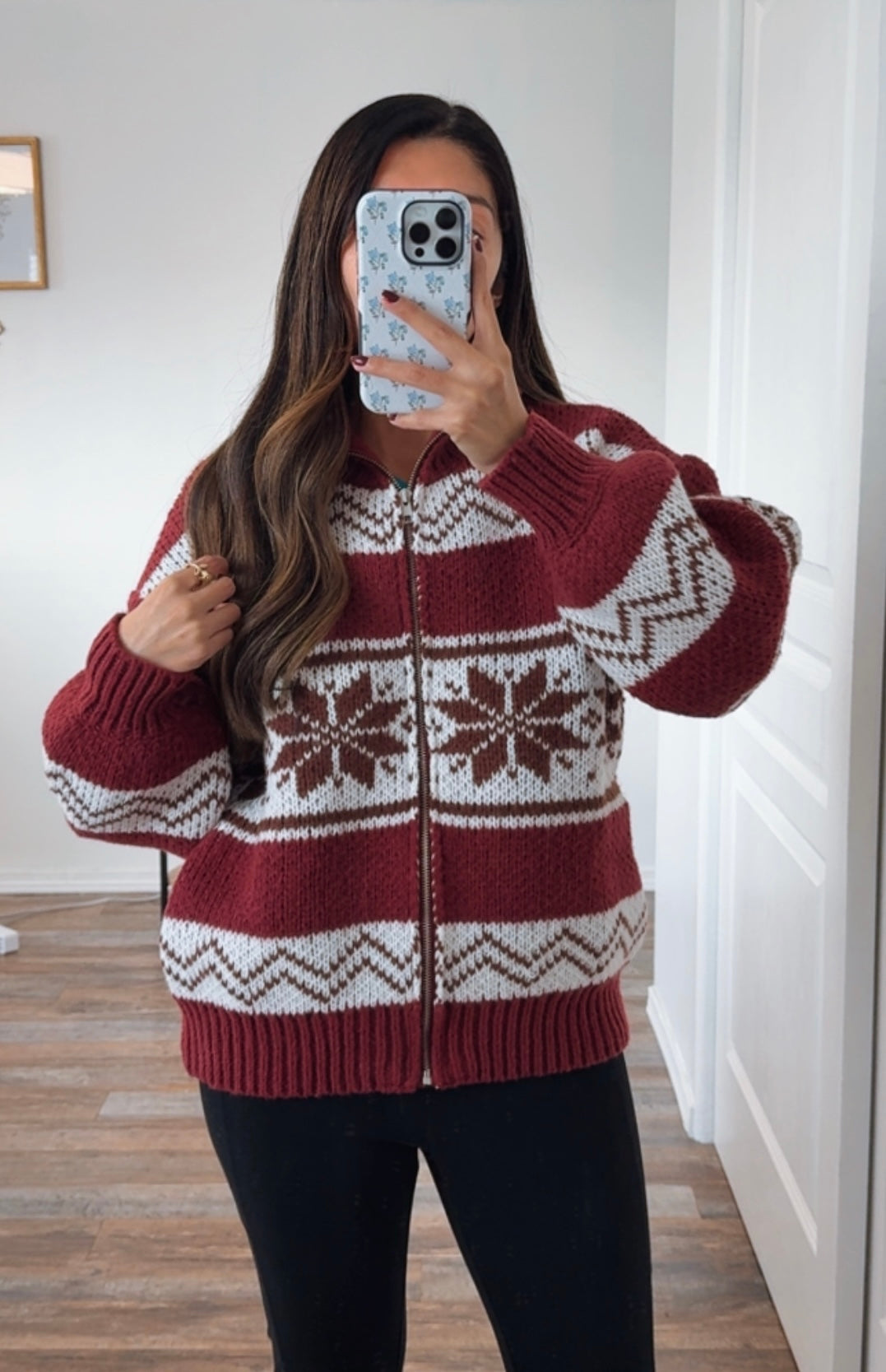 Cabin Nights Zip Sweater / Burgundy