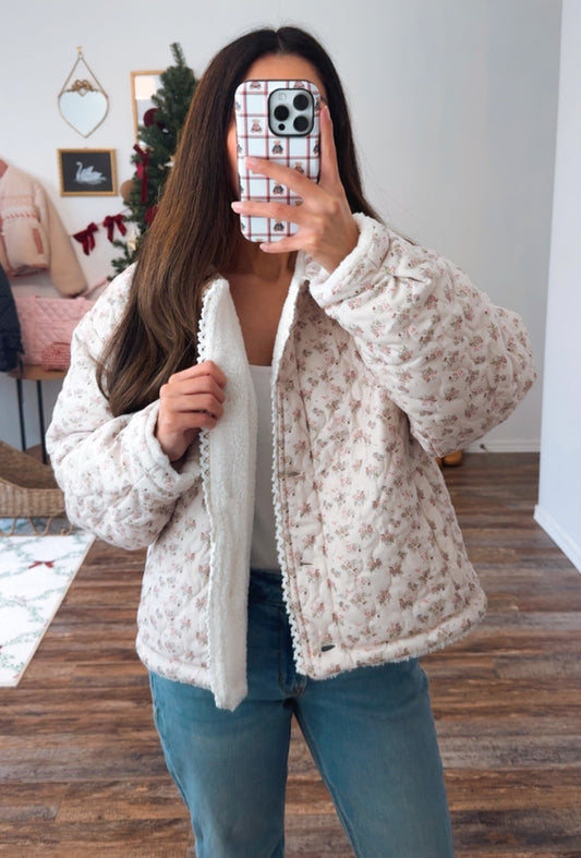 Winter Bloom Quilted Sherpa Jacket