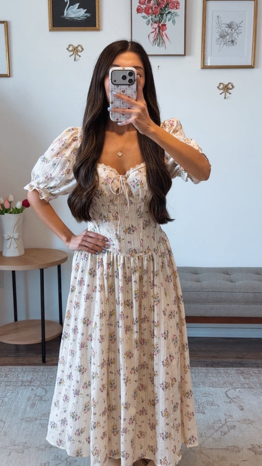 Petal Whisper Midi Dress