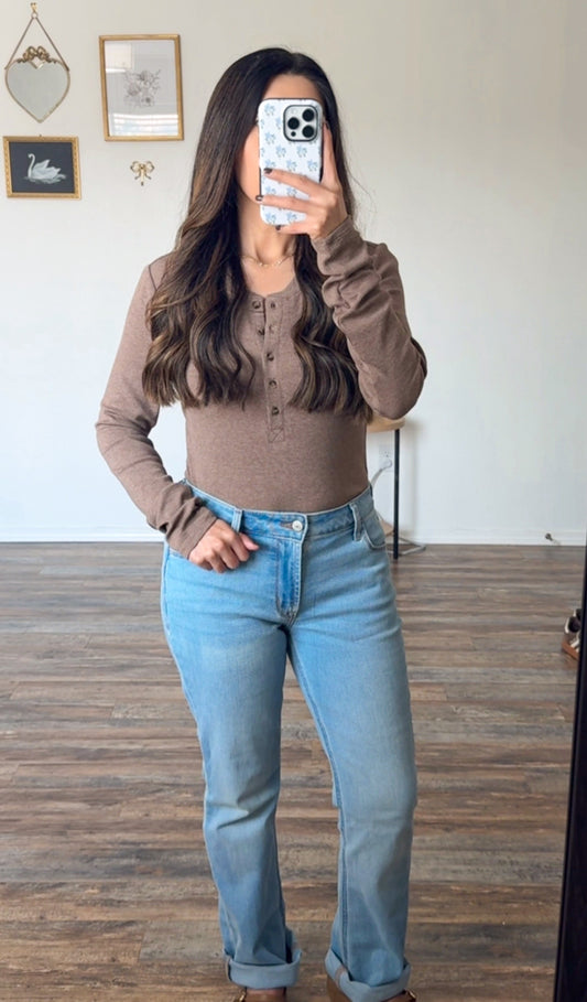 Classic Ribbed Henley - Nutella