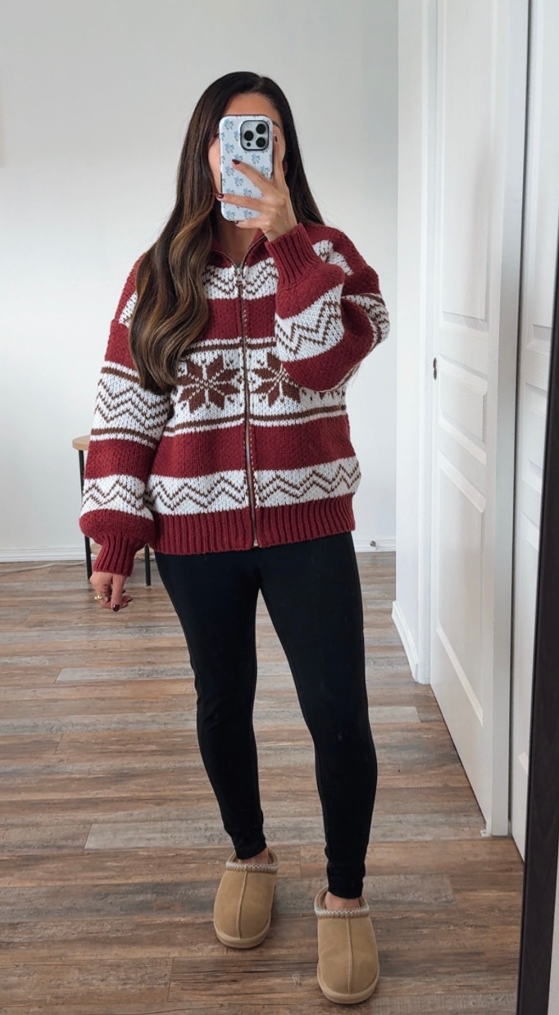 Cabin Nights Zip Sweater / Burgundy