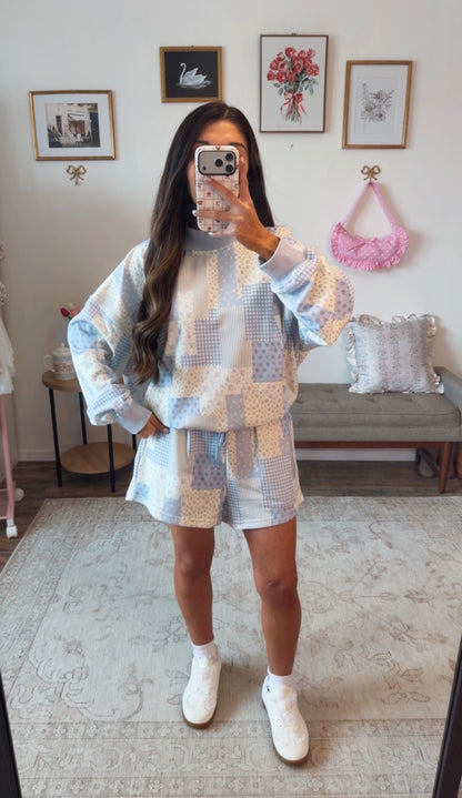 Blue Gardens Patchwork Mockneck Set