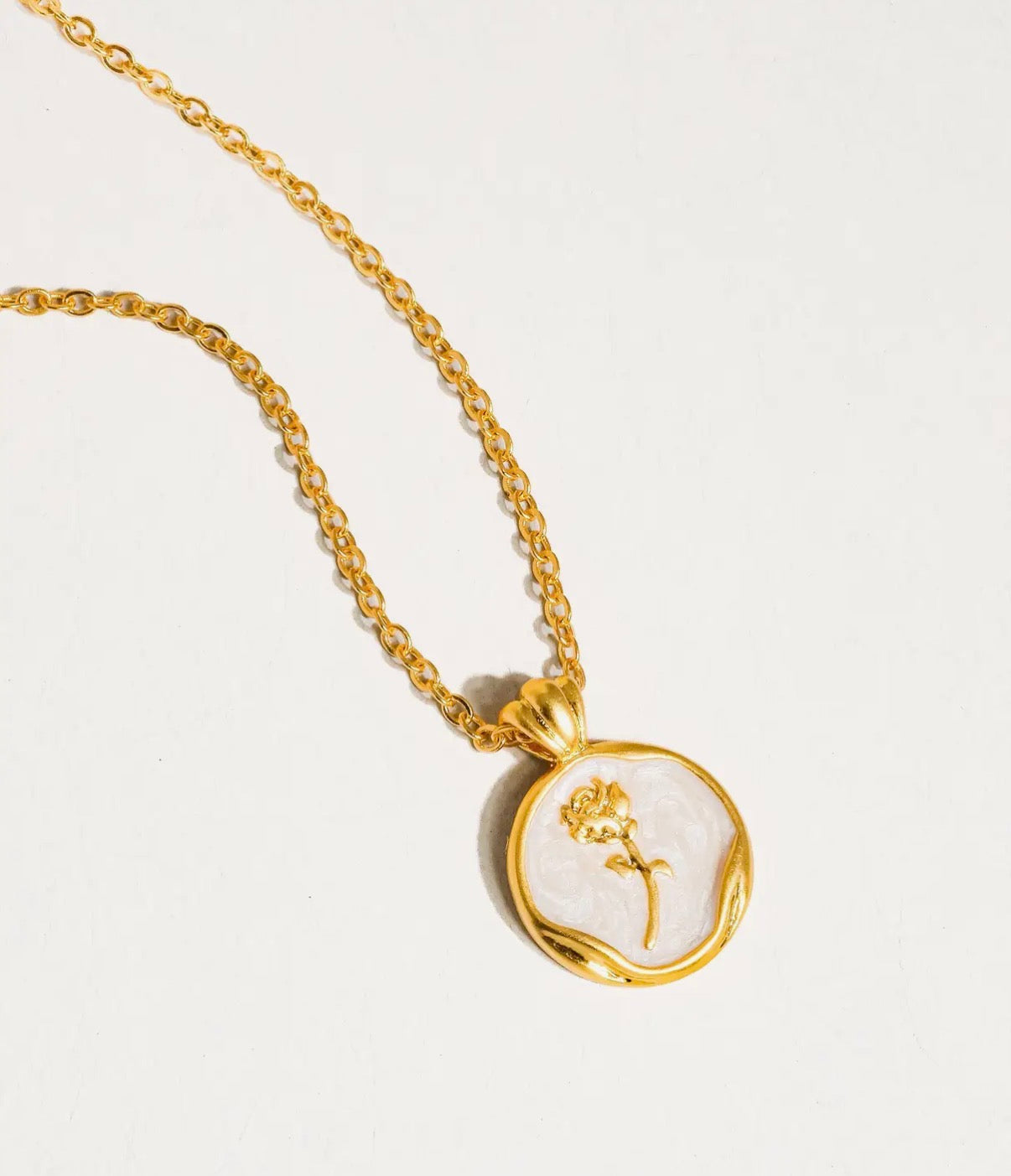 Gold Rose Coin Necklace
