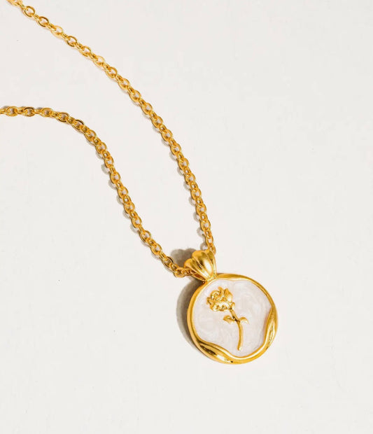 Gold Rose Coin Necklace