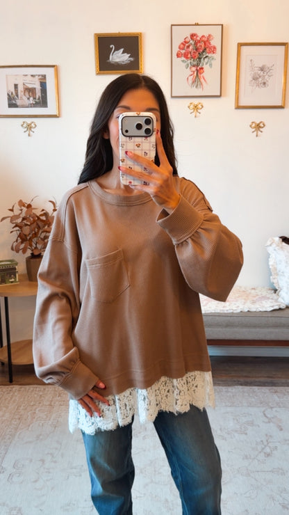 Cottage Lace Top - Mocha