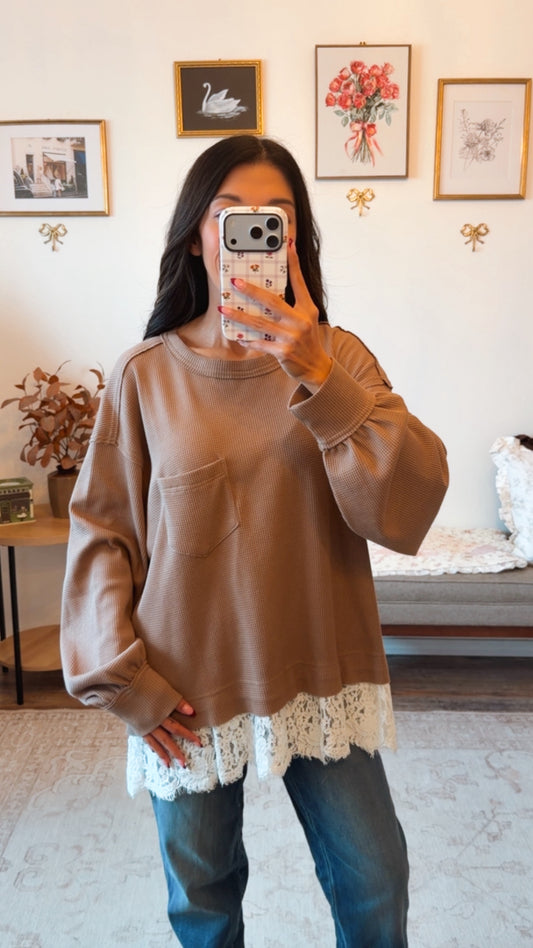 Cottage Lace Top - Mocha