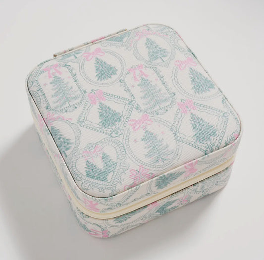 Christmas Tree Travel Jewelry Box with Mirror– Compact Organizer