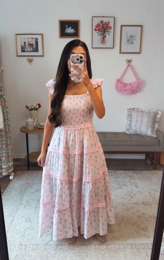 Cotton Candy Blooms Maxi Dress - Pink/Blue