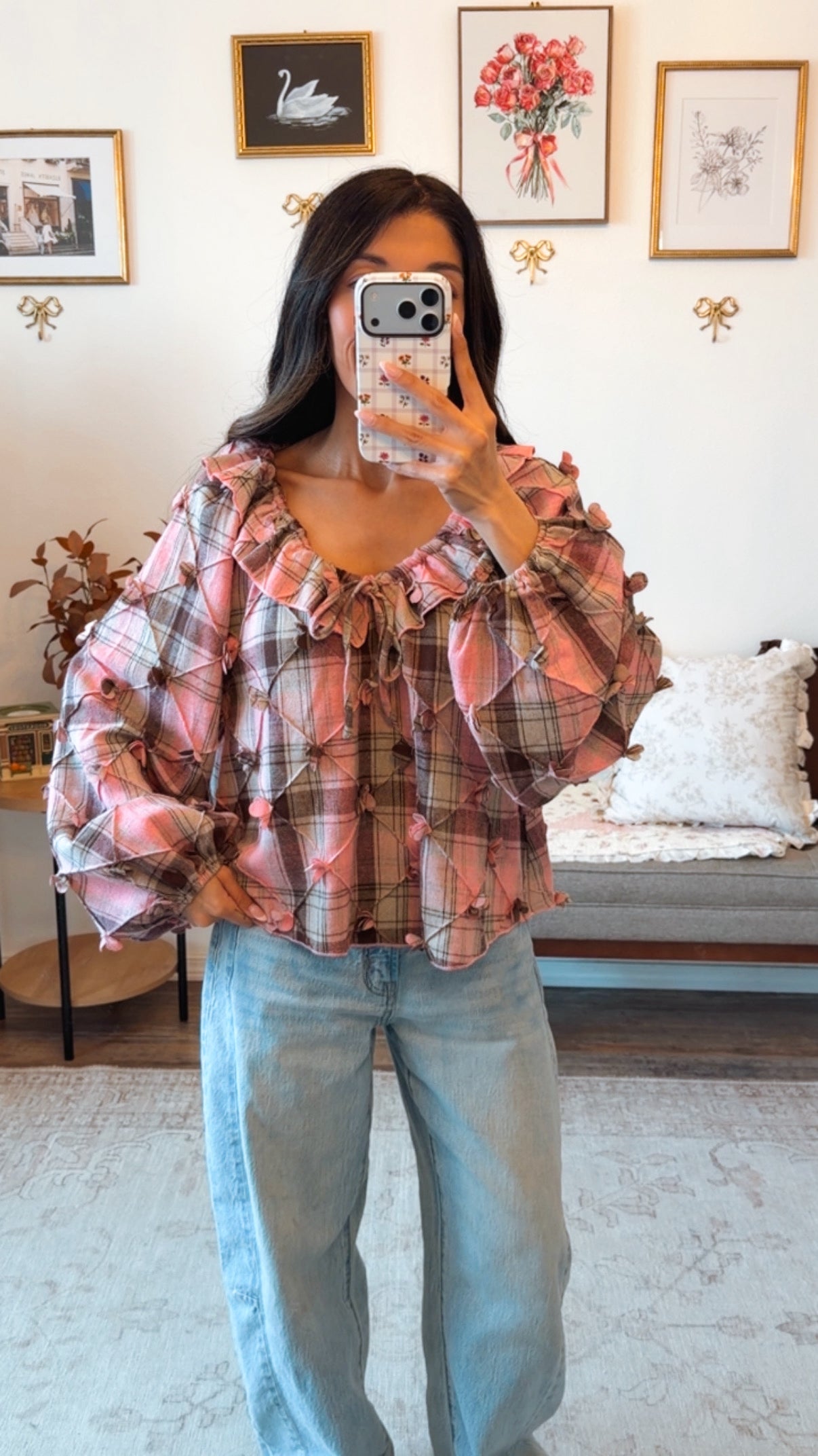 Autumn Rose Plaid Top