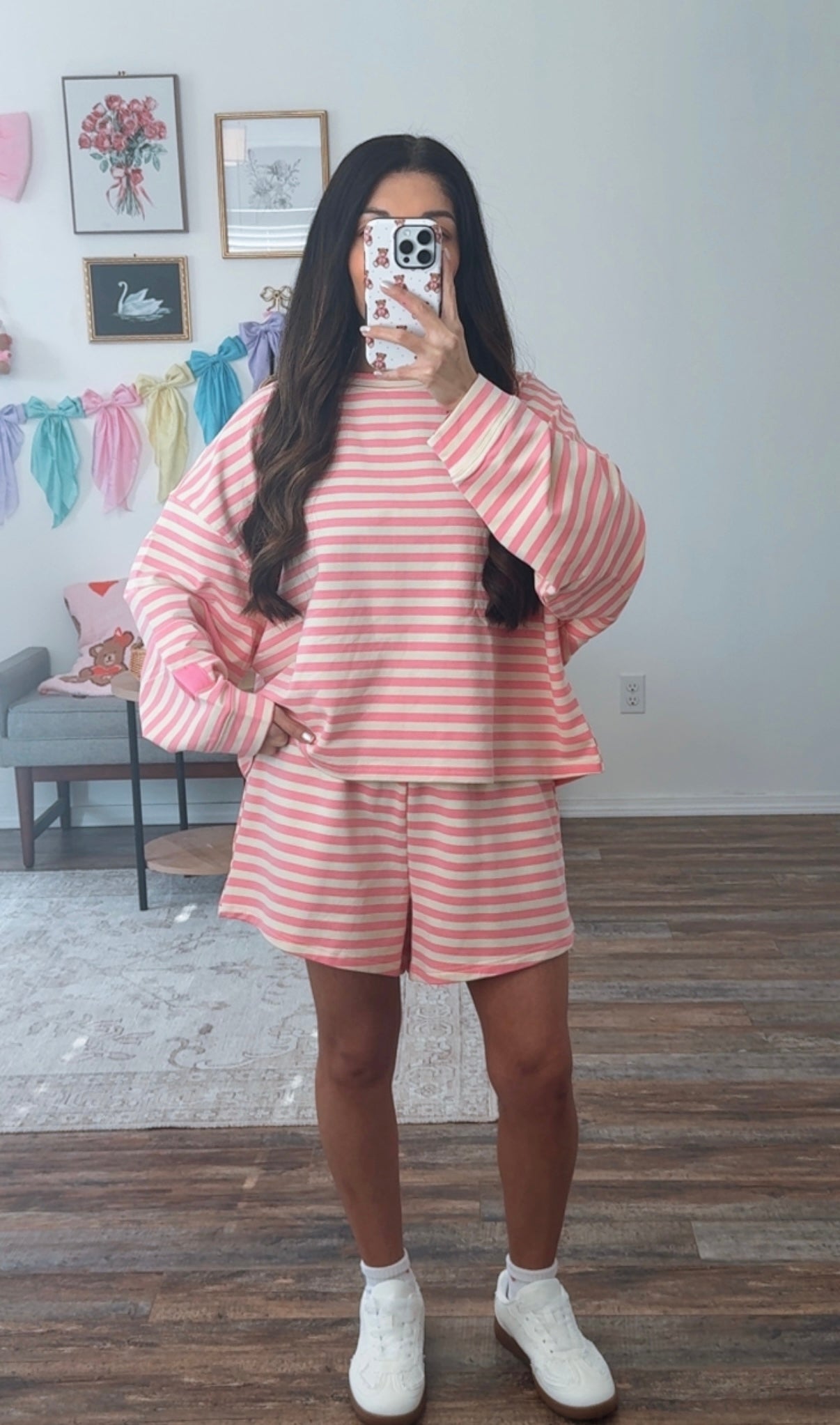 Pink Velvet Stripe Set