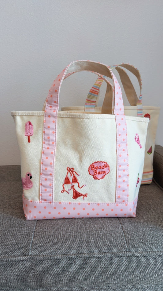 Pink Polka Dot Canvas Tote