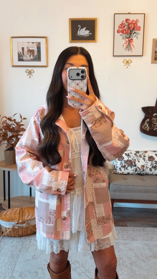 Blush Meadow Barn Jacket - Pink floral