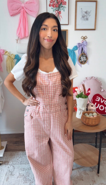 Pink Porch Gingham Overalls