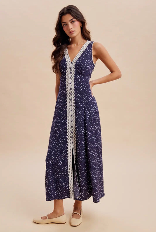 Darling Dottie Dress - Navy