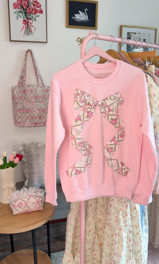 Blush Swan Vintage Bow Crewneck