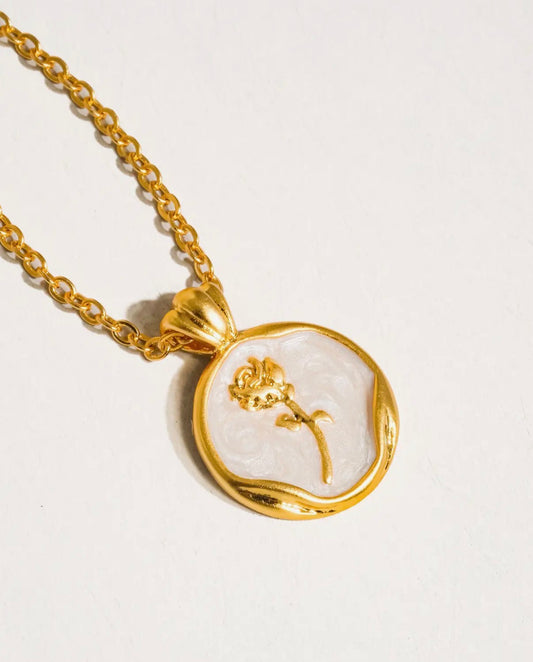 Gold Rose Coin Necklace