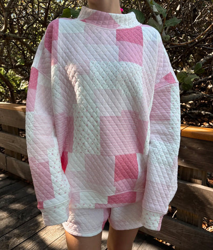 Lottie Quilted Patchwork Mockneck