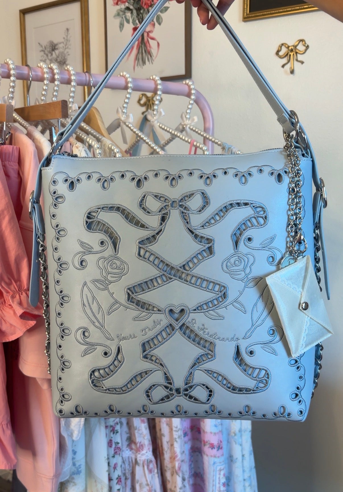 Cottage Rose Shoulder Bag - BLUE