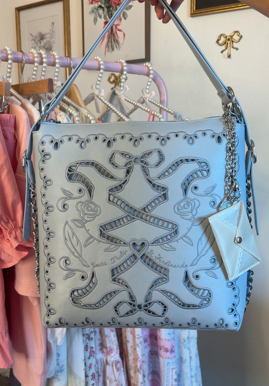 Cottage Rose Shoulder Bag - BLUE
