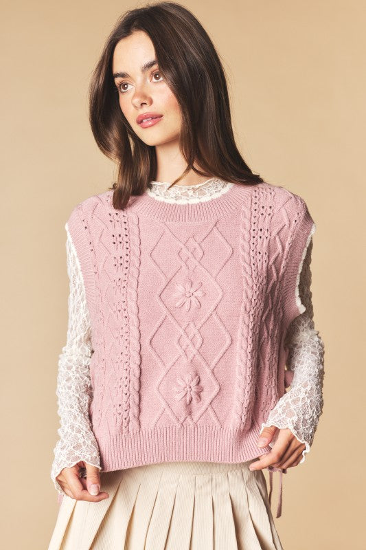 Winter Rose Tie Vest - Mauve