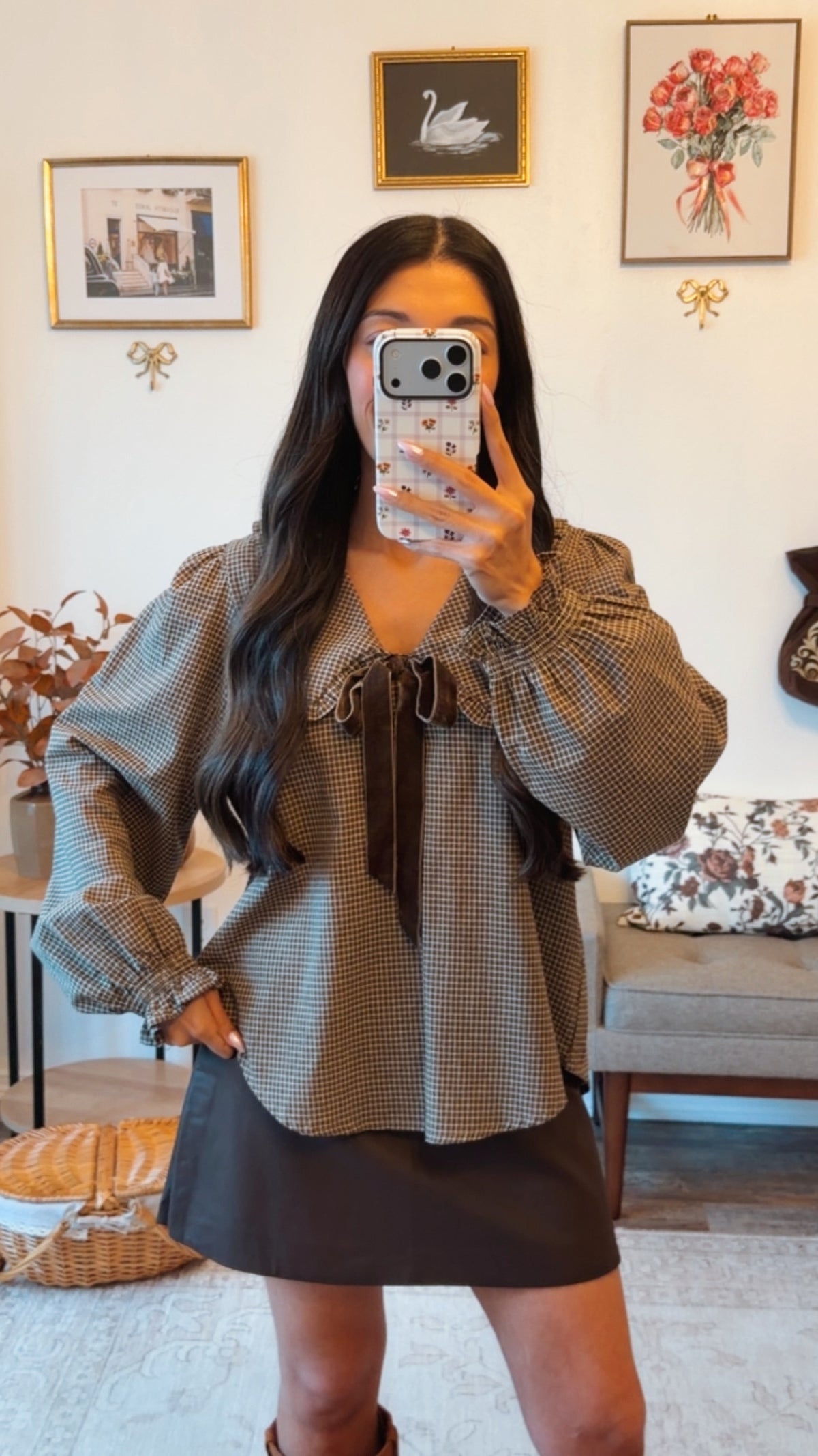 Sunday Harvest Gingham Top - Brown