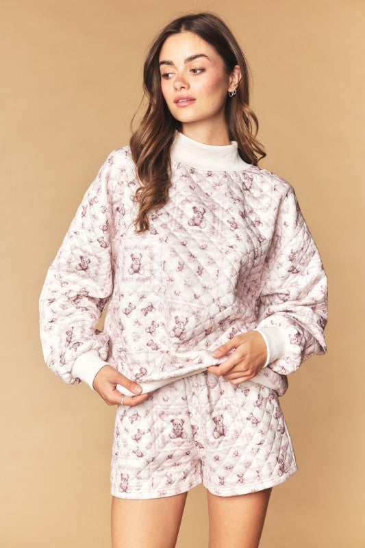 Mocha Teddy Quilted Set
