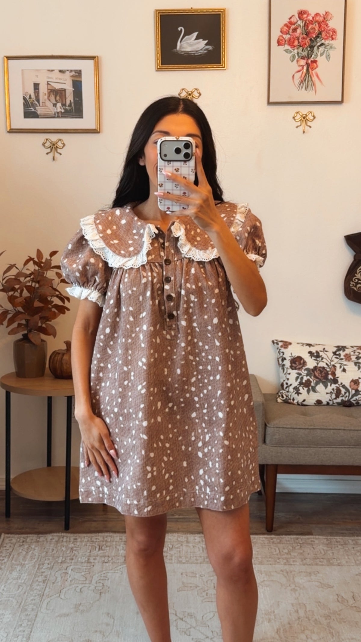 Fawn & Lace Mini Dress
