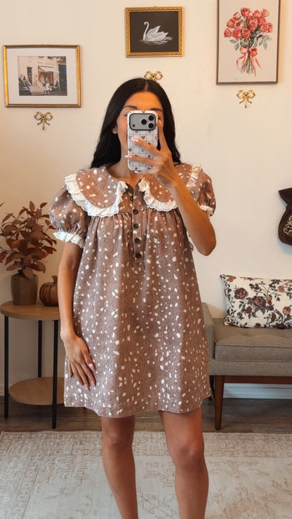 Fawn & Lace Mini Dress