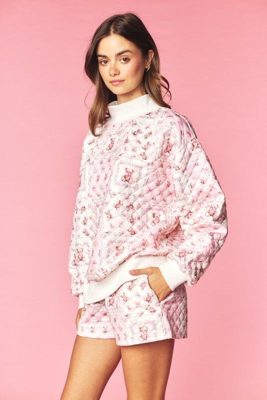 Blush Teddy Quilted Set