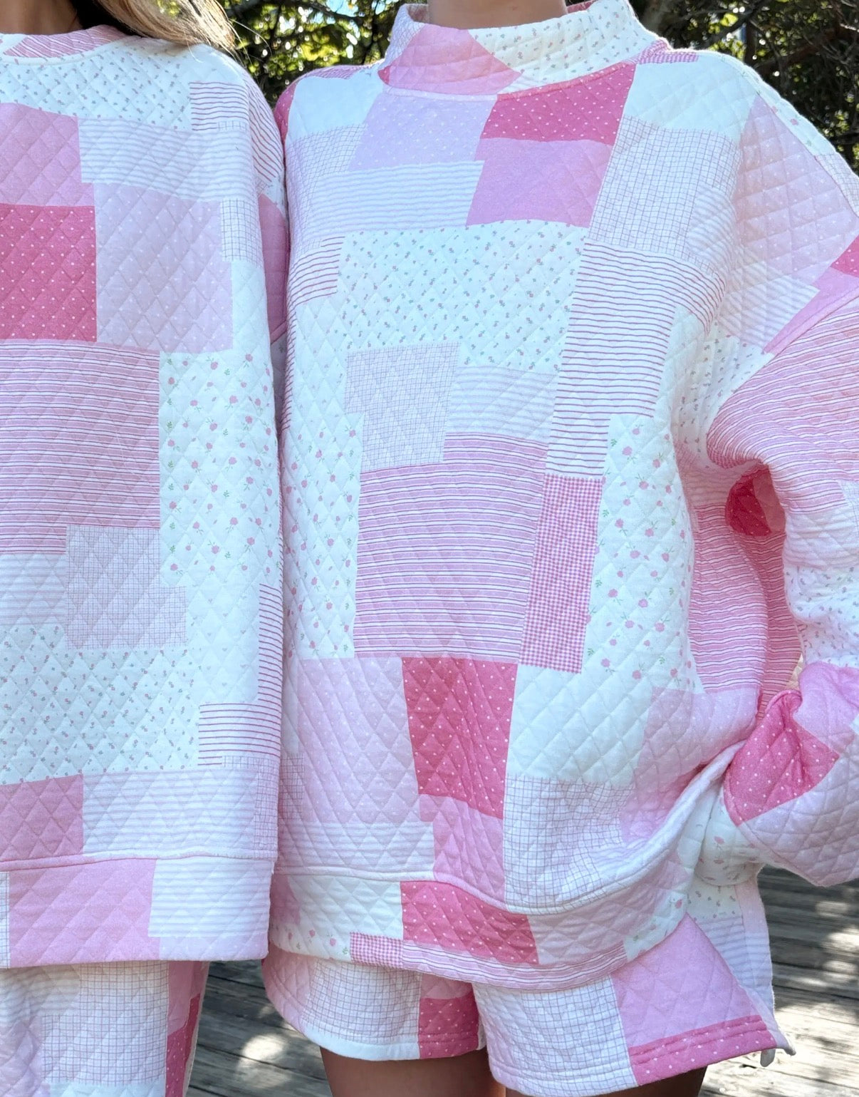Lottie Quilted Patchwork Mockneck