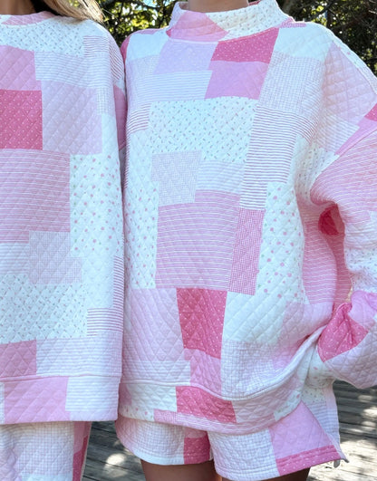 Lottie Quilted Patchwork Mockneck