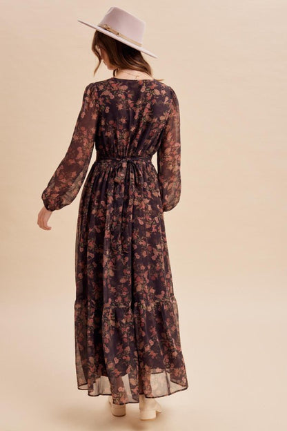 September Garden Maxi Dress - dark brown