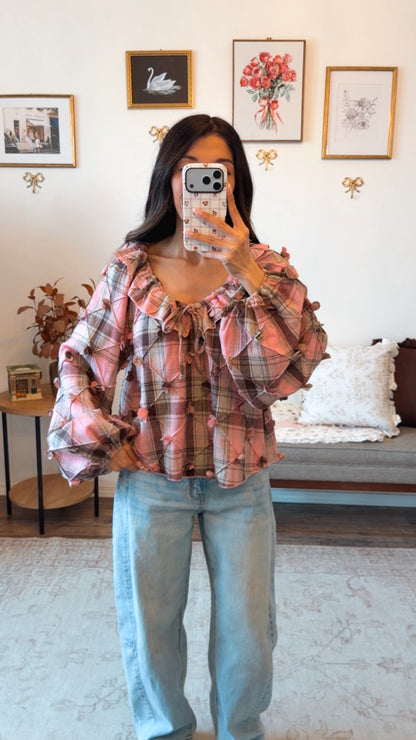 Autumn Rose Plaid Top