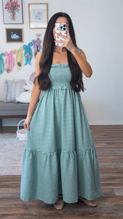 Sophie Smocked Gingham Midi Dress