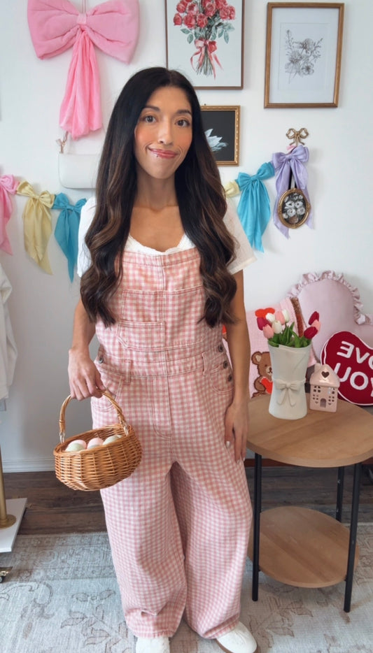 Pink Porch Gingham Overalls