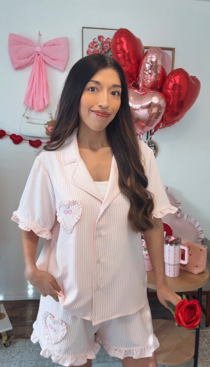 Love Notes Striped Pajamas Set